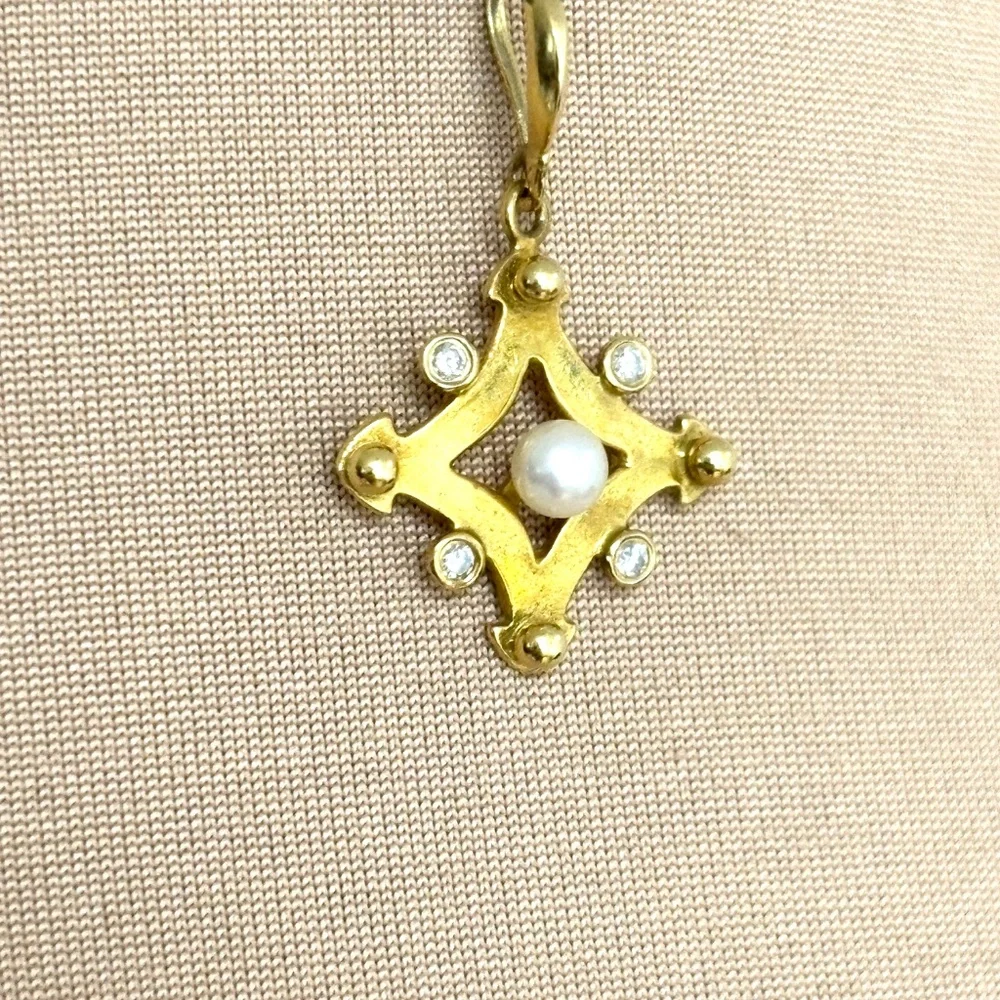 necklace pendant 14kt over sterling silver pearl 54
